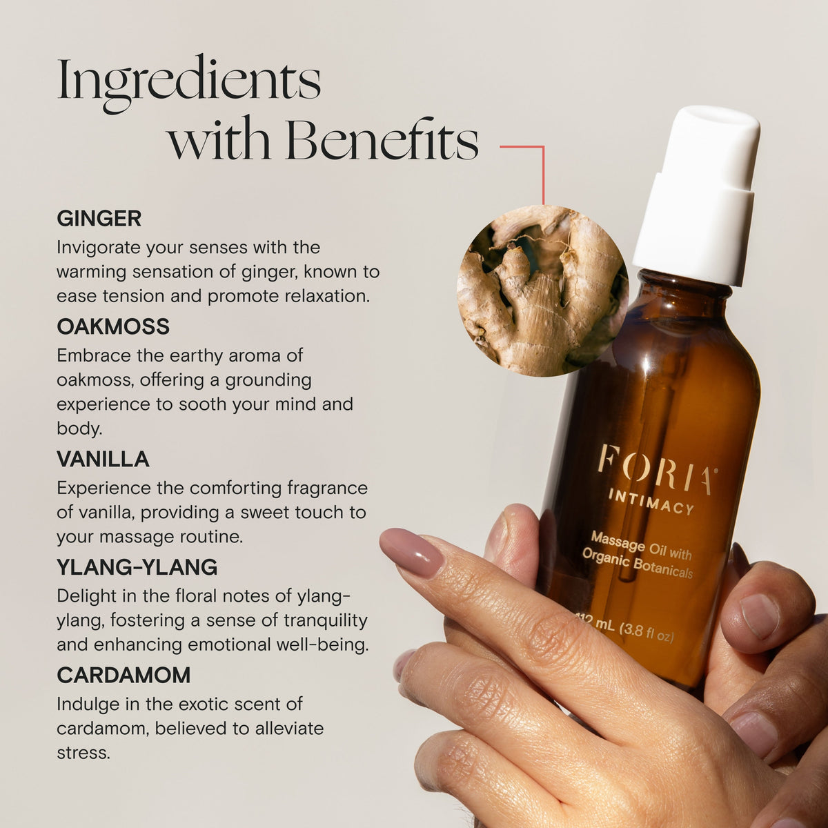 Practical Living Intimacy Massage Oil with Organic Botanicals for daily home and personal routines with pantry foods and beverages