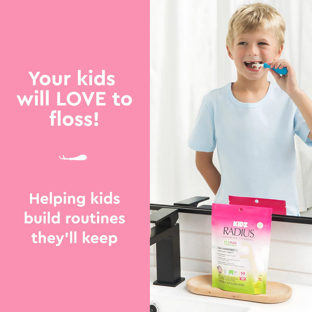 Daily Care Kids EcoFlex Floss Pick Starter Kit with Handle for daily home and personal routines with oral care