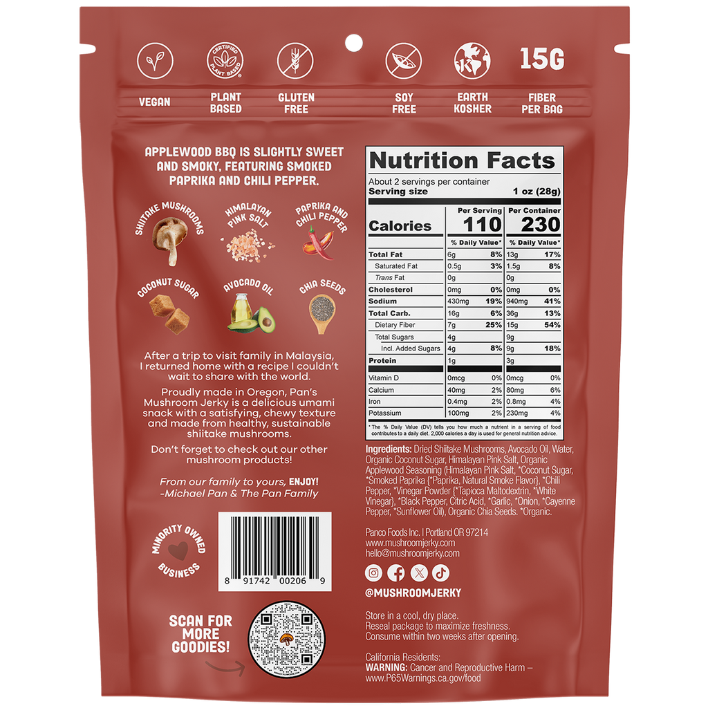 Practical Living Applewood BBQ Mushroom Jerky for daily home and personal routines with pantry foods and beverages
