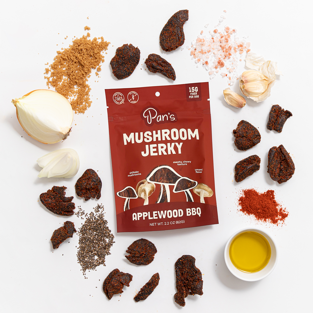 Practical Living Applewood BBQ Mushroom Jerky for daily home and personal routines with pantry foods and beverages