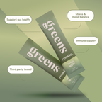 Practical Living Greens for daily home and personal routines with pantry foods and beverages