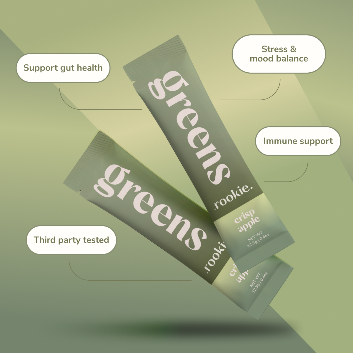 Practical Living Greens for daily home and personal routines with pantry foods and beverages