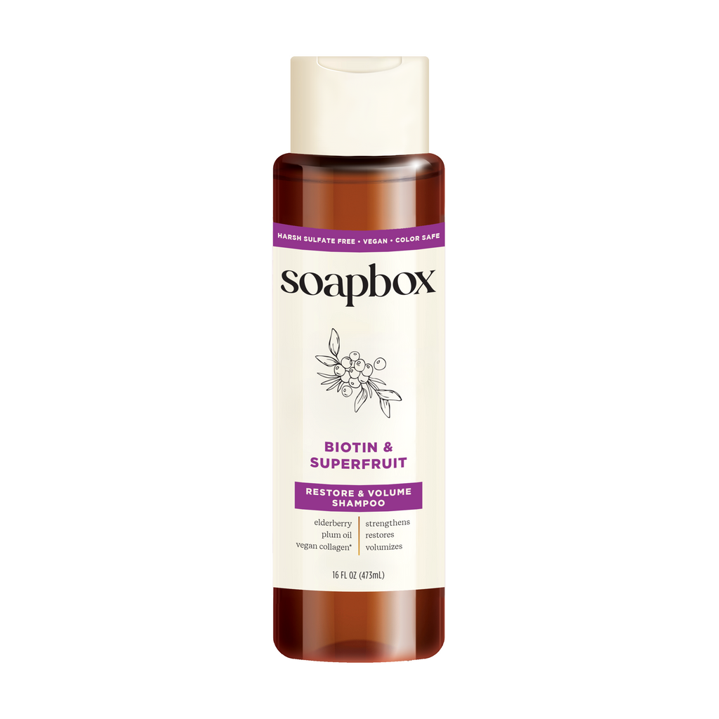 Home Essentials Biotin and Superfruit Restore and Volumize Shampoo for daily home and personal routines with hair care