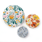 Routine Ready Essentials Beeswax Wraps 3-Pack Reusable Food Wraps, Floral Prints for daily home and personal routines with oral care