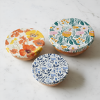 Routine Ready Essentials Beeswax Wraps 3-Pack Reusable Food Wraps, Floral Prints for daily home and personal routines with oral care
