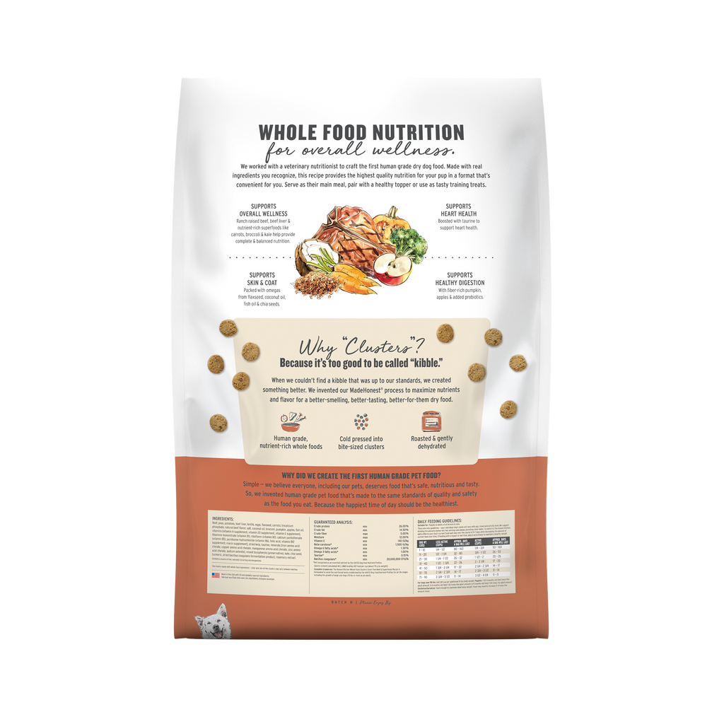 Everyday Home Dry Dog Food, Grain included Beef Whole Food Clusters for daily home and personal routines with pet care treats and accessories