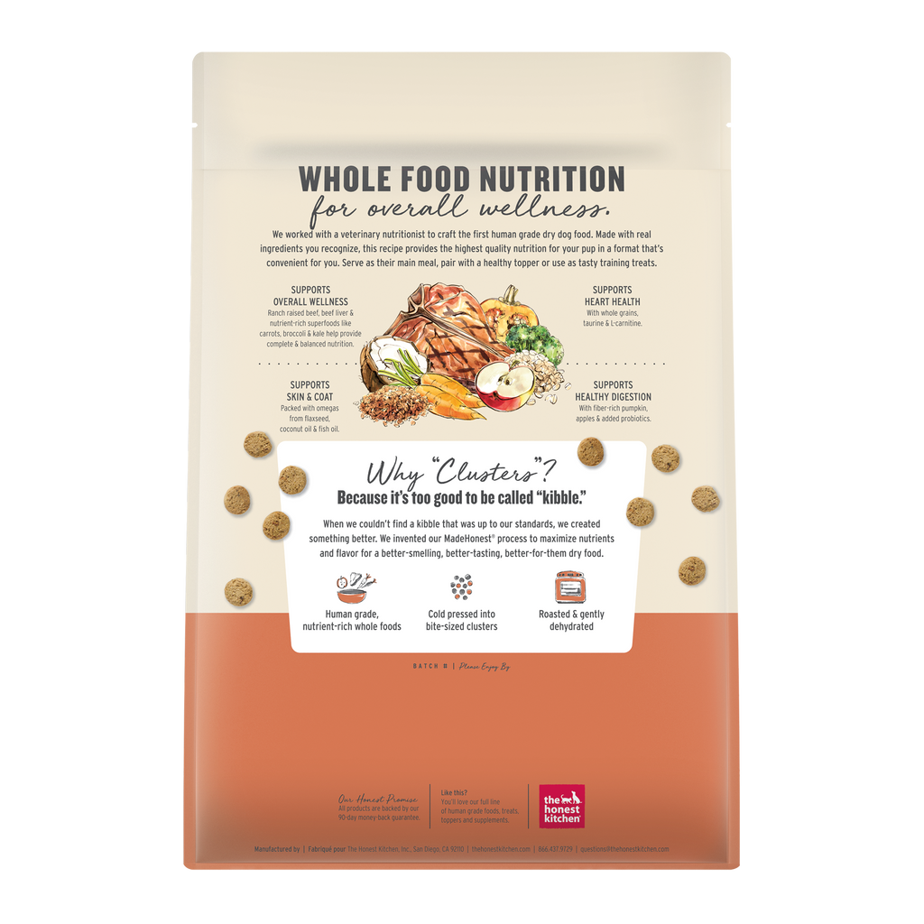 Practical Living Dry Dog Food, Whole Grain Beef and Oat Whole Food Clusters for daily home and personal routines with pet care treats and accessories