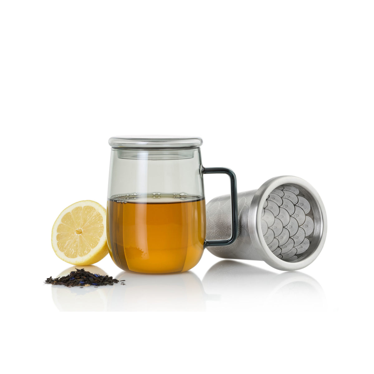 Routine Ready Borosilicate Glass Tea Mug with Stainless Steel Tea Infuser for daily home and personal routines with pet care treats and accessories