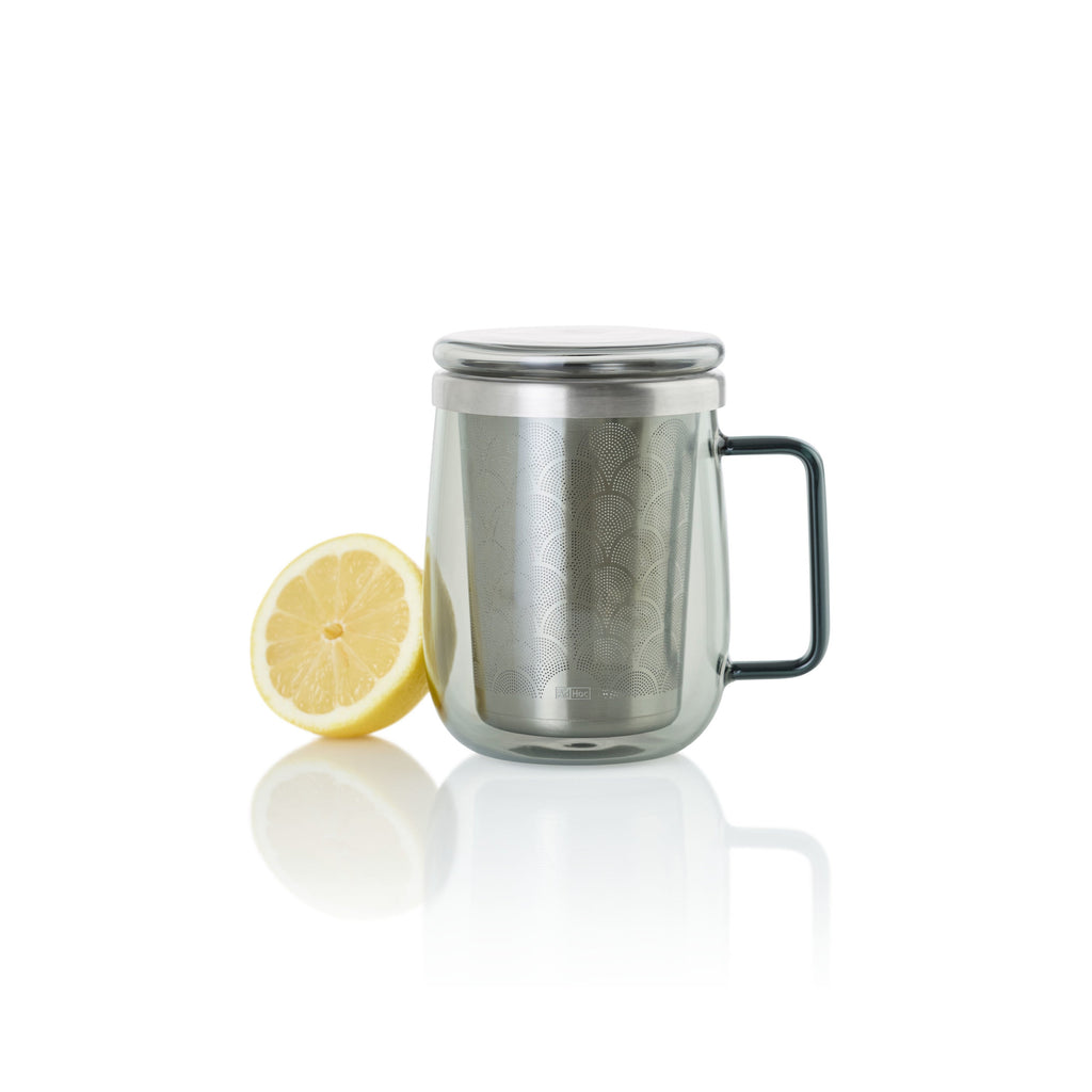 Routine Ready Borosilicate Glass Tea Mug with Stainless Steel Tea Infuser for daily home and personal routines with pet care treats and accessories