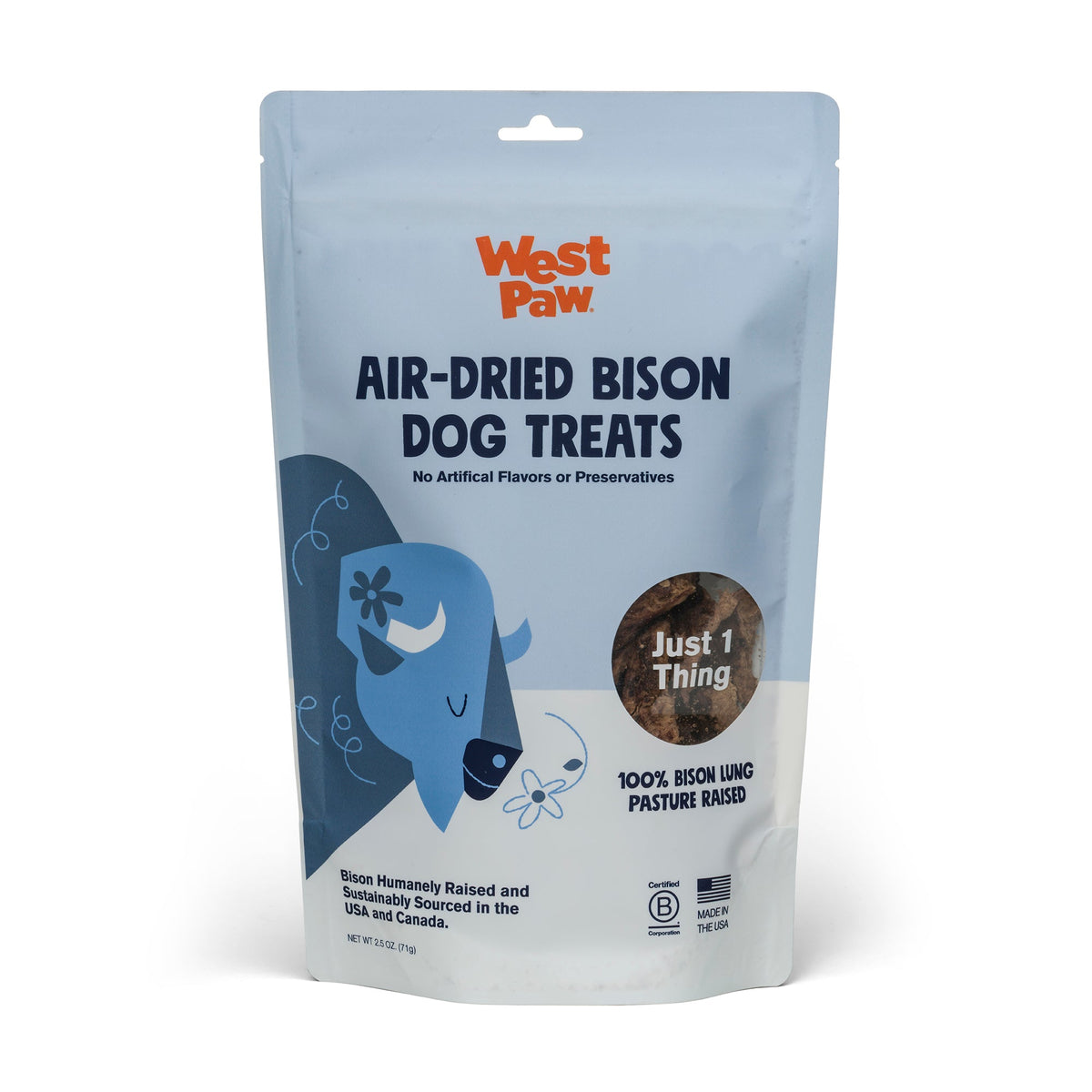 Dog Treat - Air-Dried Bison Lung, High Protein Single Ingredient