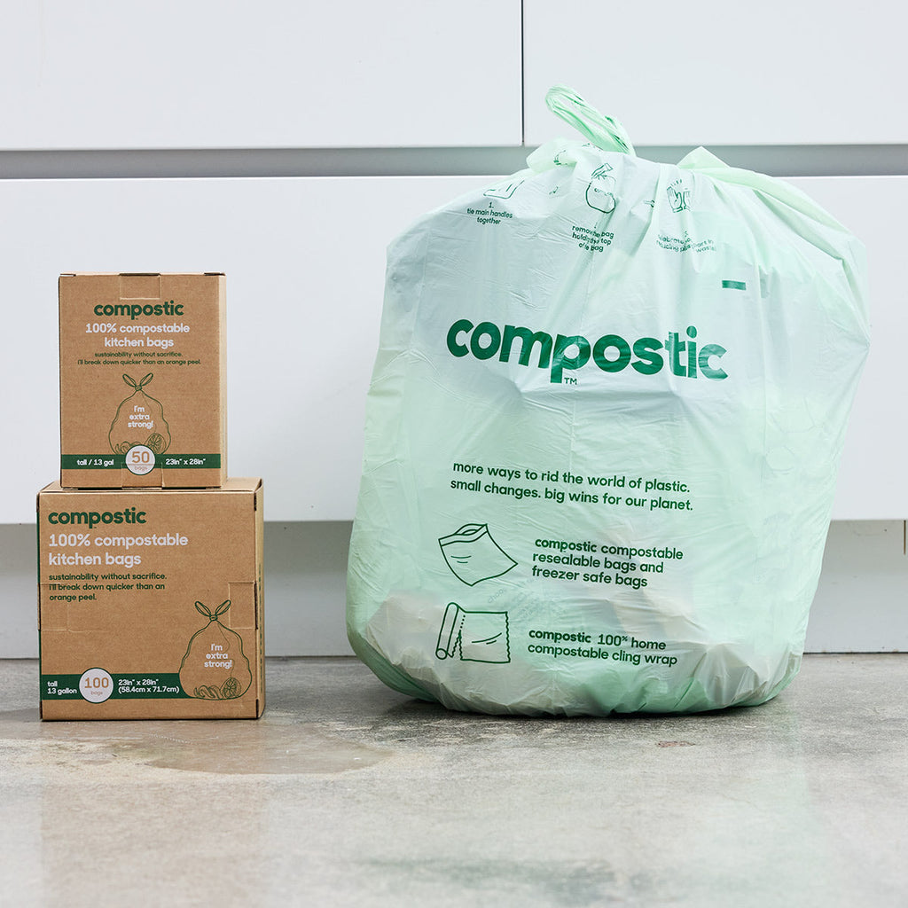 Routine Ready 13 Gallon Home Compostable Trash Bags for daily home and personal routines with cleaning laundry and paper products