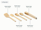 Everyday Home 5 Piece FSC-Certified Birch Wood Utensil Set for daily home and personal routines with cookware food storage and kitchen tools