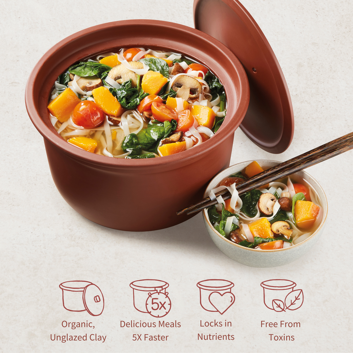 Home Essentials 4-in-1 Rice N Slow Cooker in Clay Pot for daily home and personal routines with cookware food storage and kitchen tools