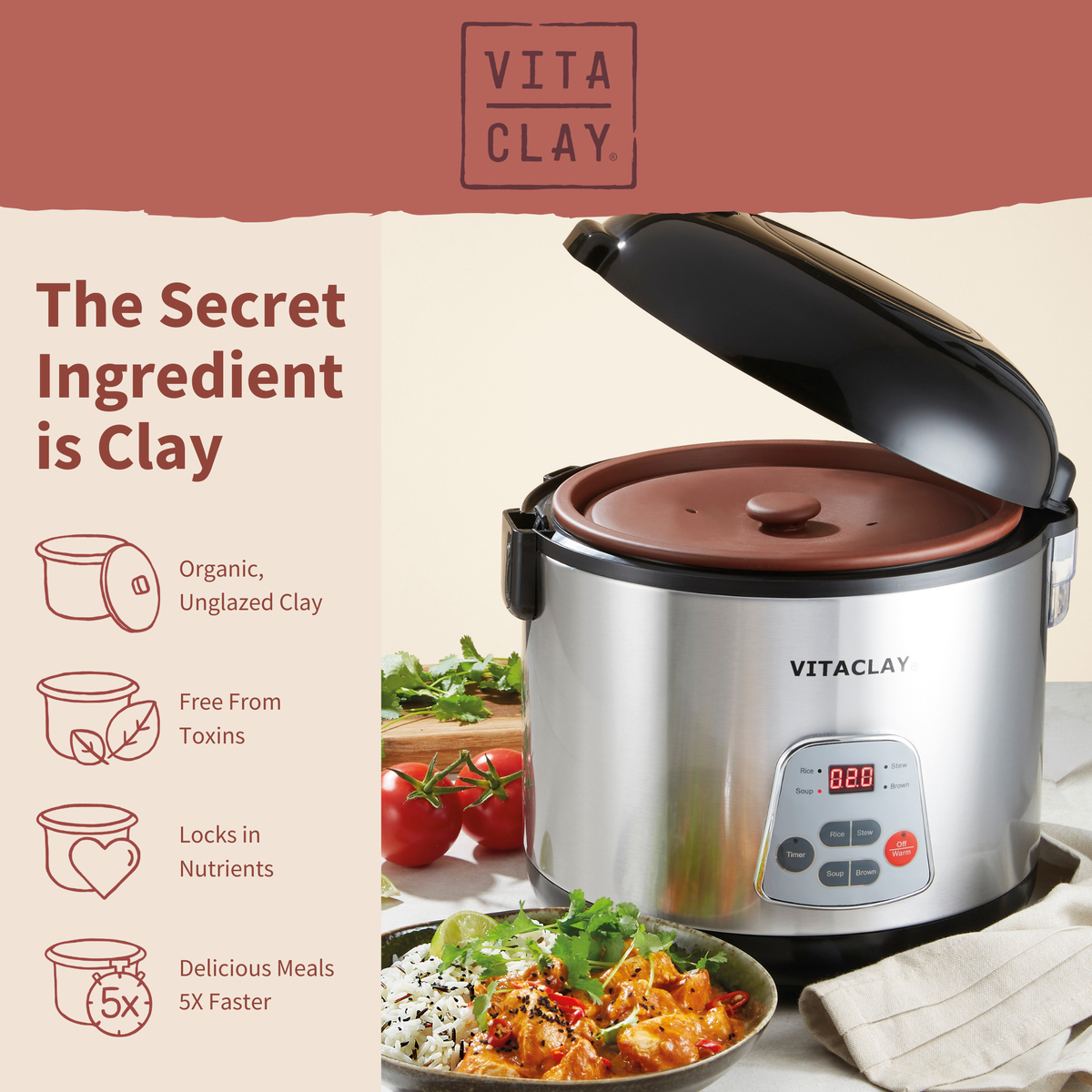 Home Essentials 4-in-1 Rice N Slow Cooker in Clay Pot for daily home and personal routines with cookware food storage and kitchen tools