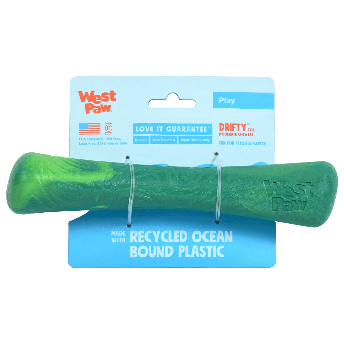 Daily Care Fetch and Chew Drifty Dog Toy made from Ocean-Bound Recycled Plastic - Small for daily home and personal routines with pet care treats and accessories