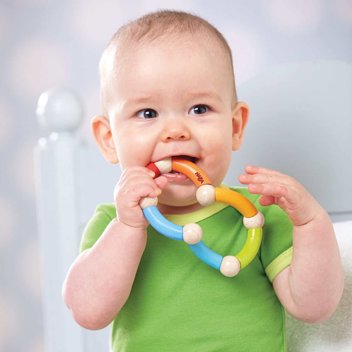 Daily Care Color Snake Wooden Rattle and Fidget Toy - sustainably sourced wood for daily home and personal routines with baby care and kids products