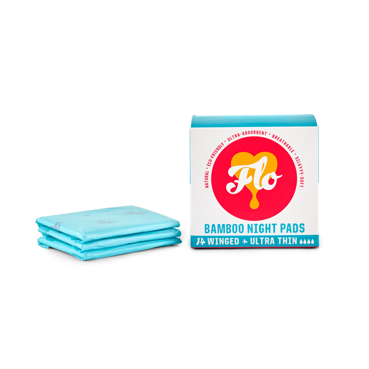 Flo Organic Bamboo Night Period Pads (Winged)