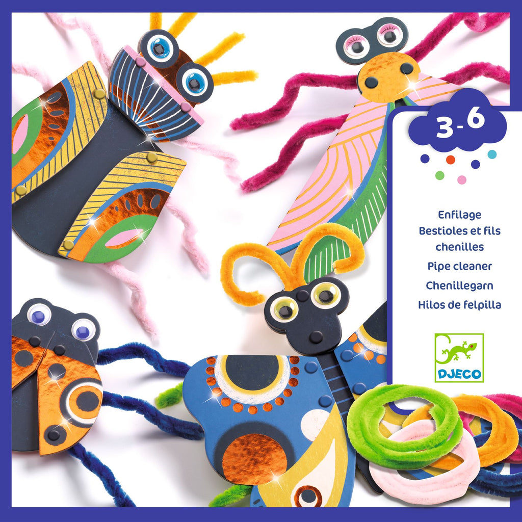 Daily Care Fuzzy Bugs 3D Collage Educational Craft Kit made with FSC Certified Paper for daily home and personal routines with pet care treats and accessories