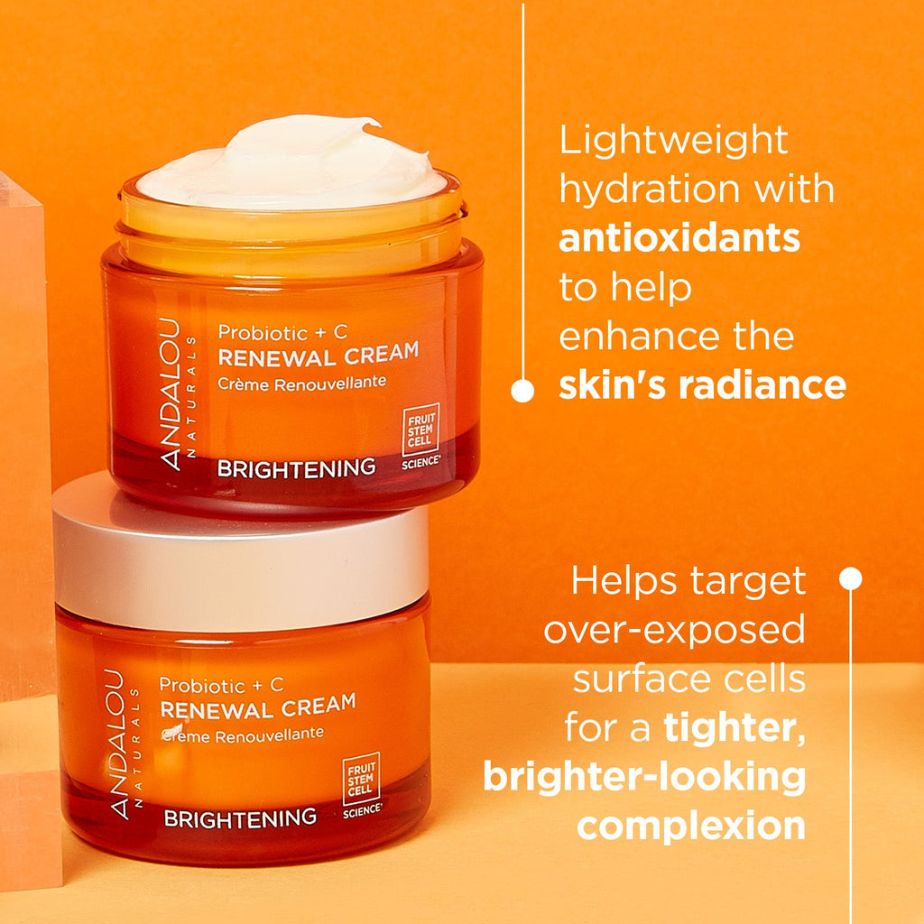 Practical Living Brightening Probiotic + C Renewal Cream for daily home and personal routines with facial skin and sun care