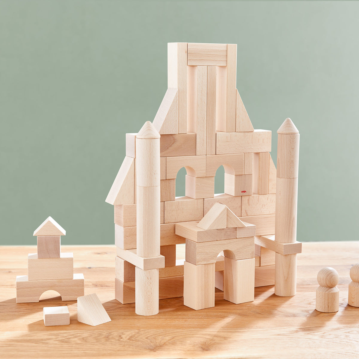 Daily Care Basic Building Blocks - Large Starter Set made from sustainably sourced wood for daily home and personal routines with baby care and kids products
