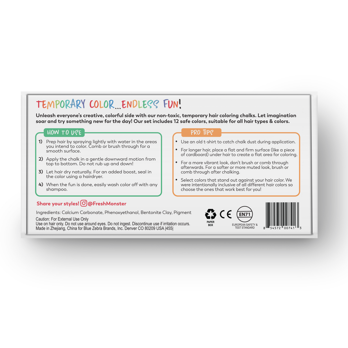 Everyday Home Kids Hair Chalk-Temporary for daily home and personal routines with hair care