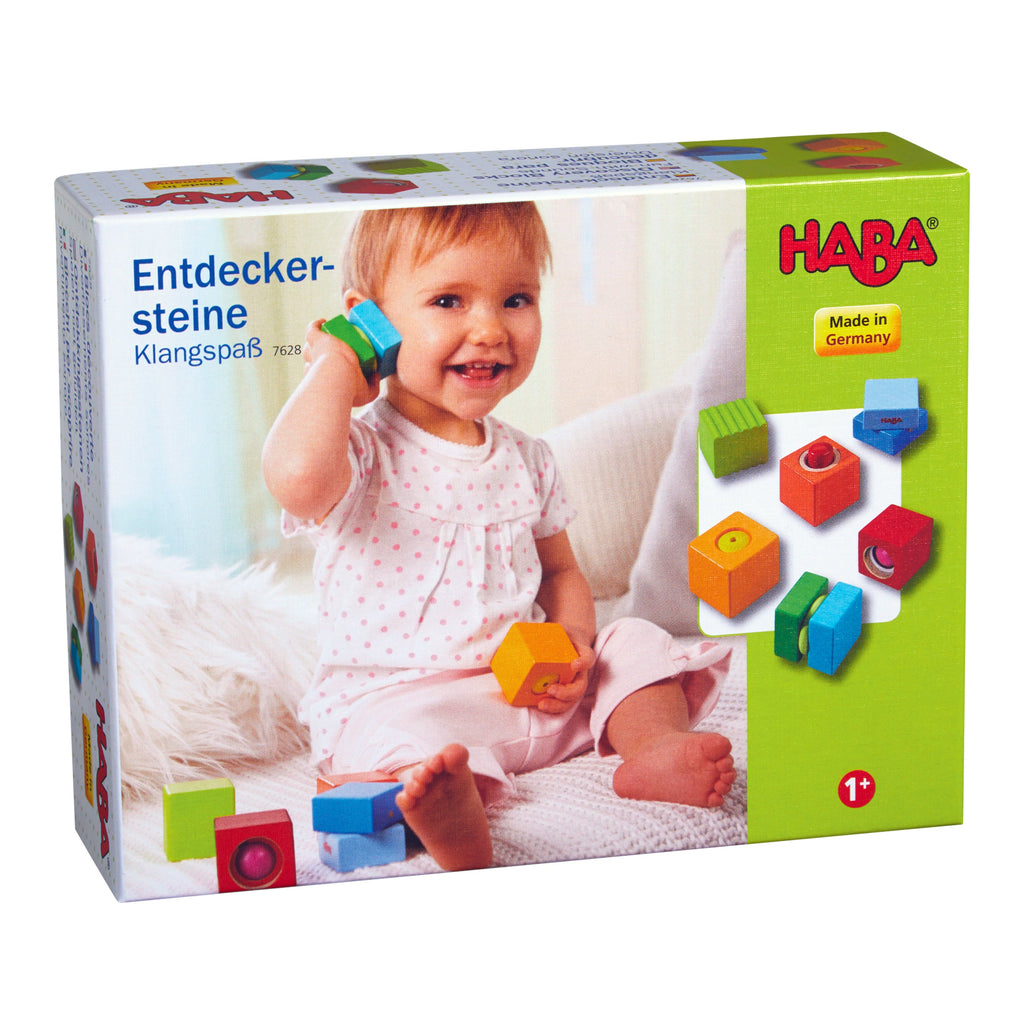 Daily Care Fun with Sounds - Wooden Discovery Blocks made from sustainably sourced wood for daily home and personal routines with baby care and kids products