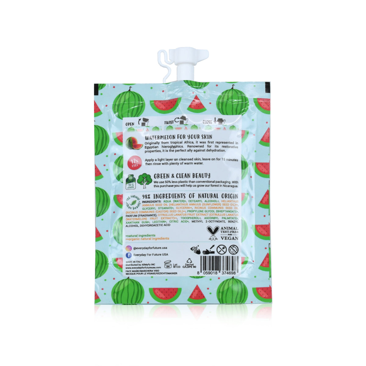 Everyday Home Hydrating Watermelon Face Mask for daily home and personal routines with facial skin and sun care