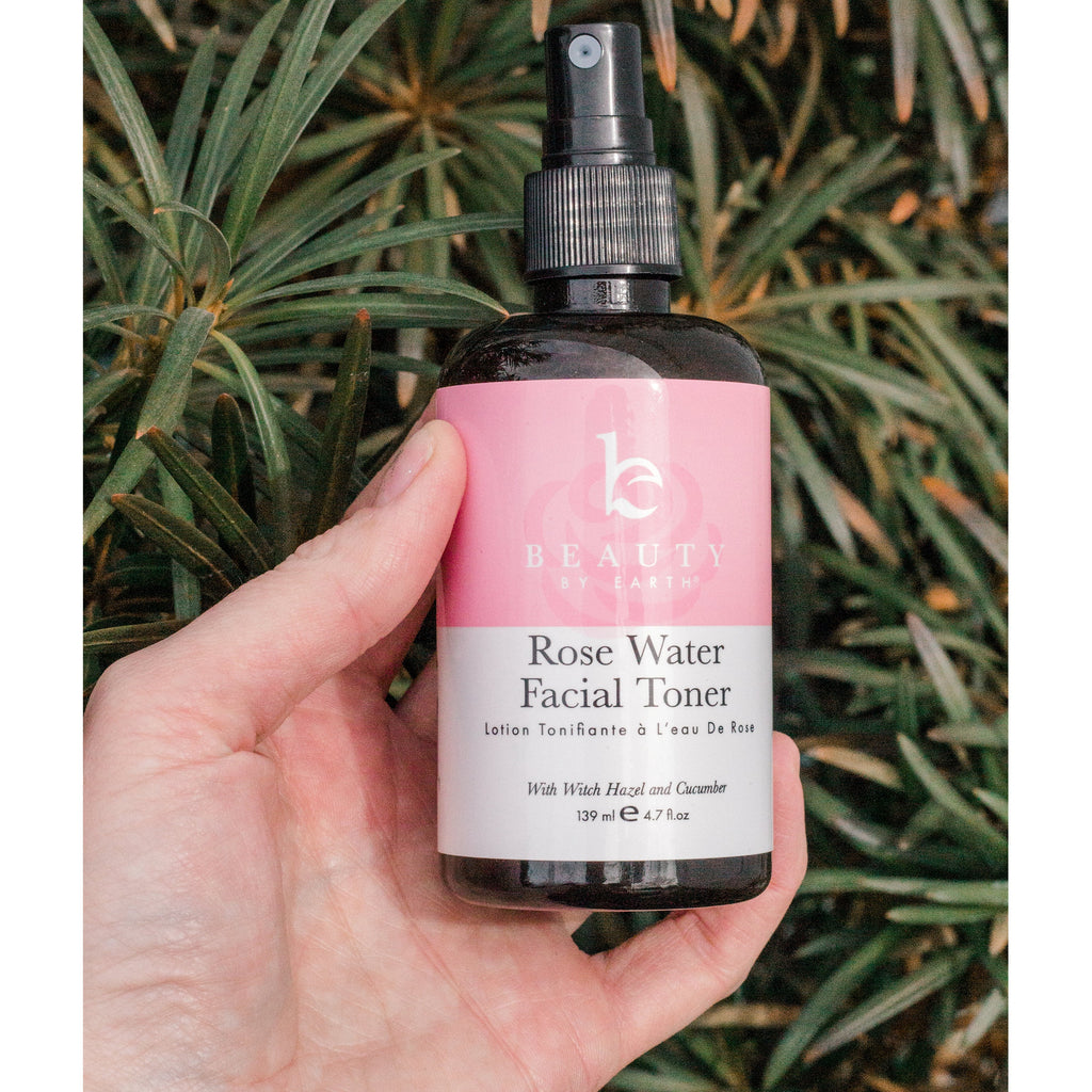 Daily Care Facial Toner with Witch Hazel and Rose Petal Water for daily home and personal routines with facial skin and sun care