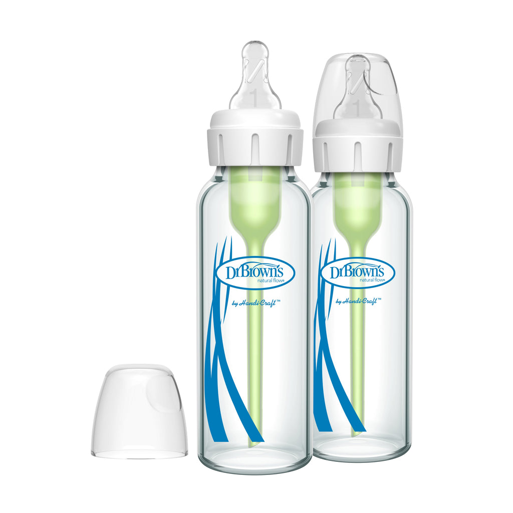 Routine Ready Glass Baby Bottle Natural Flow Narrow Neck, Anti-Colic Options+ with Level 1 Slow Flow Nipple for daily home and personal routines with baby care and kids products