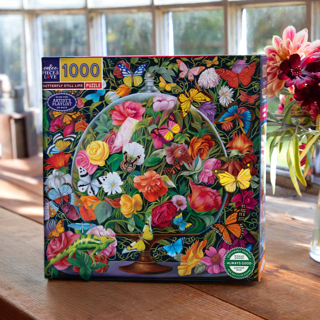 Daily Care Butterfly Still Life 1000 Piece Puzzle for daily home and personal routines with general everyday essentials