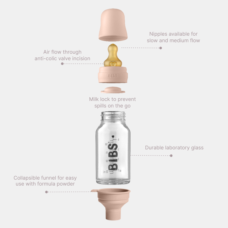 Daily Care Glass Baby Bottle with Natural Rubber Nipple Set - Medium Flow 2+ Months for daily home and personal routines with baby care and kids products