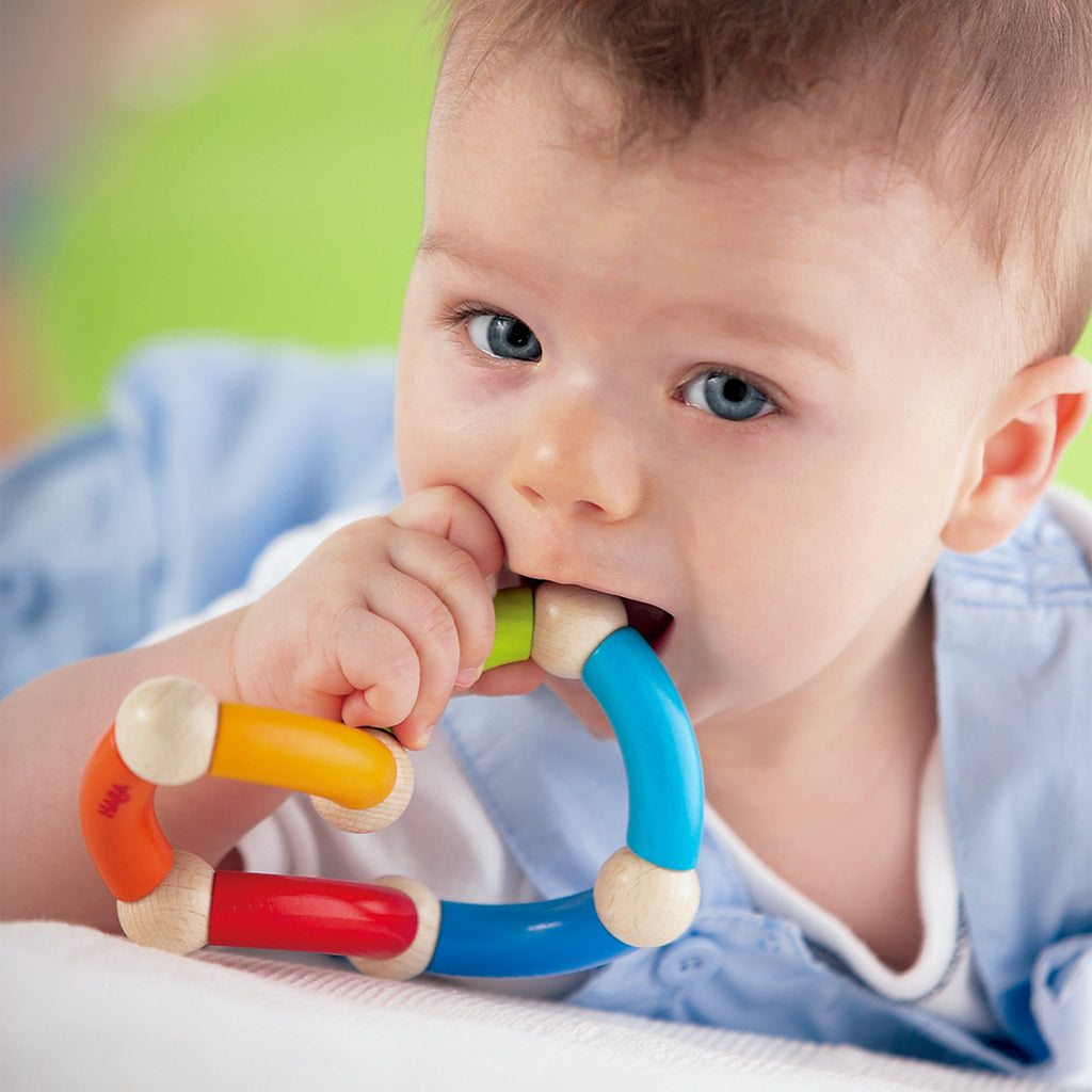 Daily Care Color Snake Wooden Rattle and Fidget Toy - sustainably sourced wood for daily home and personal routines with baby care and kids products