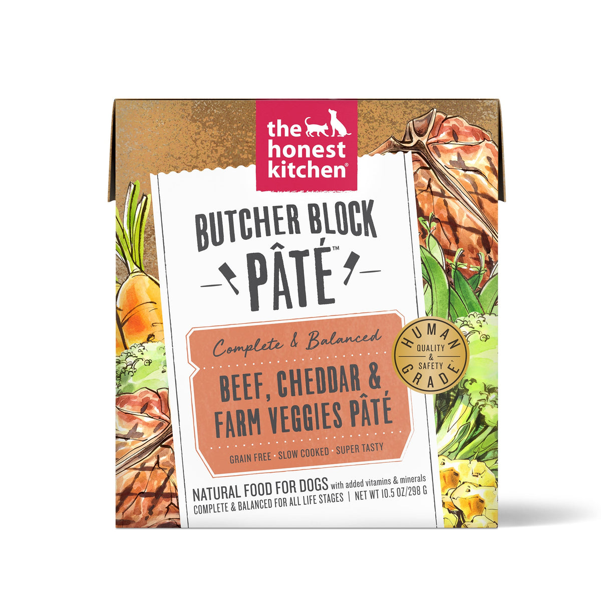 Human-Grade Wet Dog Food, Beef, Cheddar & Farm Veggies Butcher Block Pâté, Pack of 6