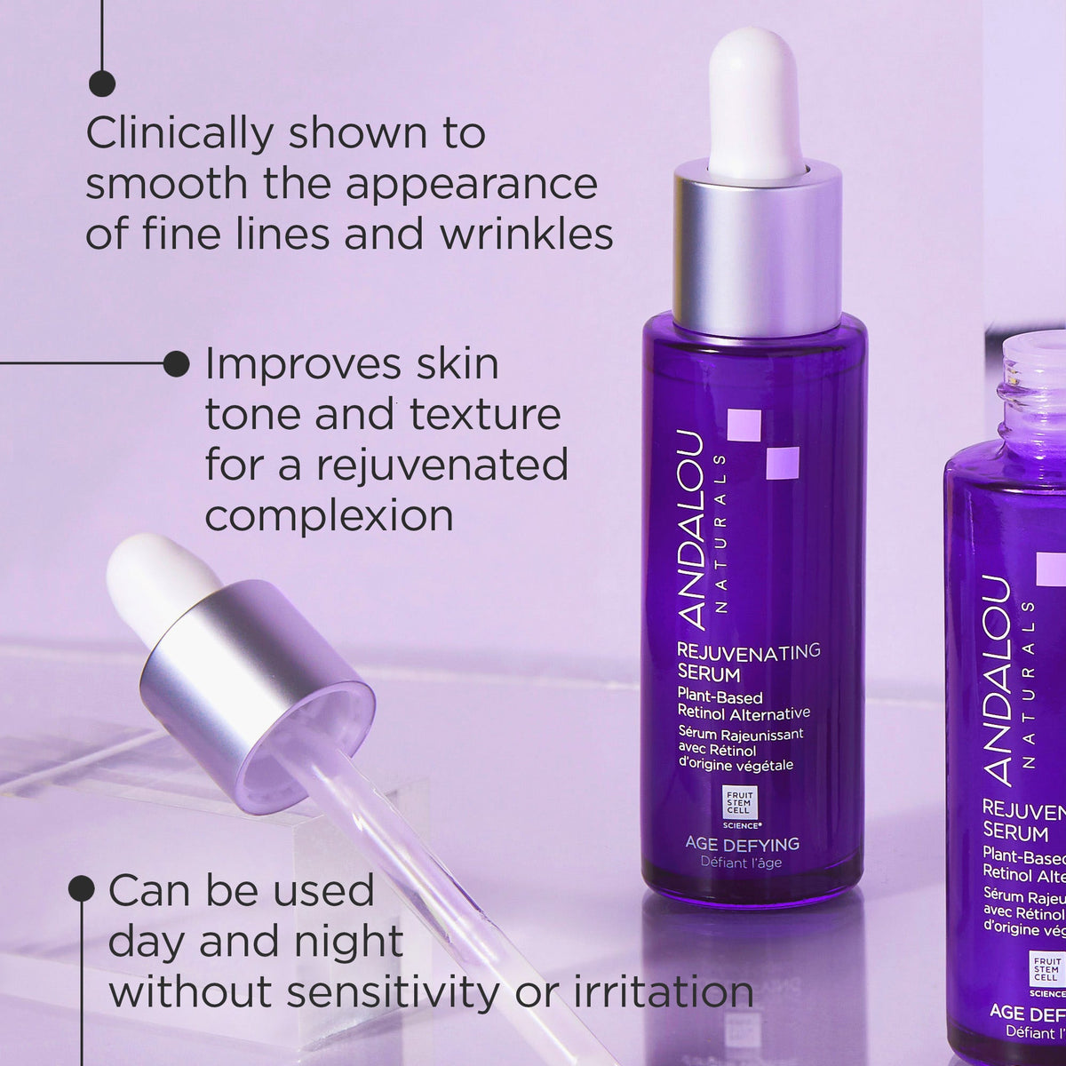 Home Essentials Age Deyfing Rejuvenating Retinol Alternative Serum for daily home and personal routines with facial skin and sun care