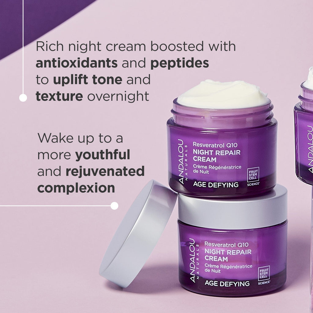 Practical Living Age Defying Resveratrol Q10 Night Repair Cream for daily home and personal routines with facial skin and sun care