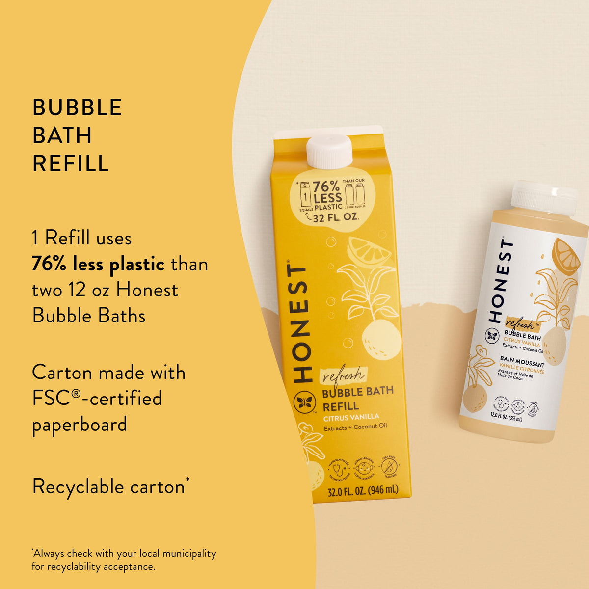 Daily Care Bubble Bath, Carton Refill for daily home and personal routines with bath body and hygiene