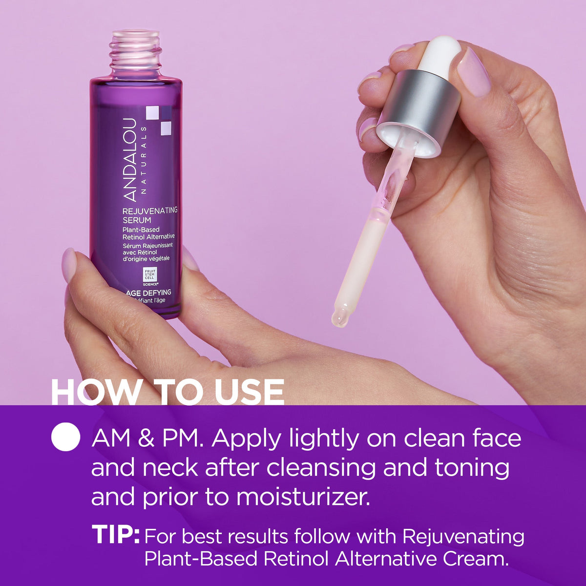 Home Essentials Age Deyfing Rejuvenating Retinol Alternative Serum for daily home and personal routines with facial skin and sun care