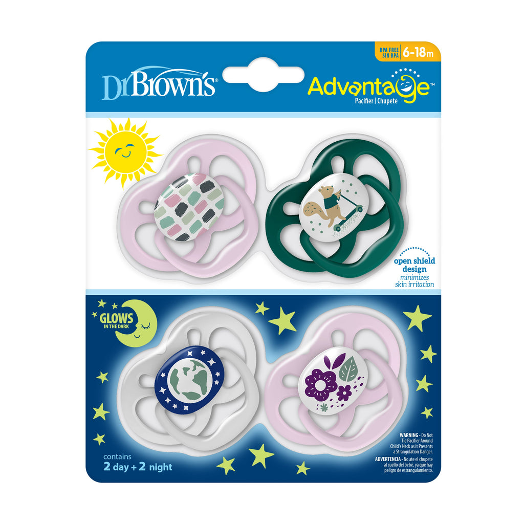 Practical Living Advantage Glow-in-the-Dark Baby Pacifier, Stage 2, Fully Symmetrical Soother with Soft Silicone Bulb for daily home and personal routines with baby care and kids products