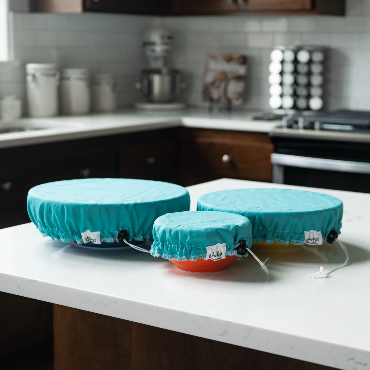 Daily Care Linen Bowl Cover Bundle - Aqua for daily home and personal routines with cookware food storage and kitchen tools