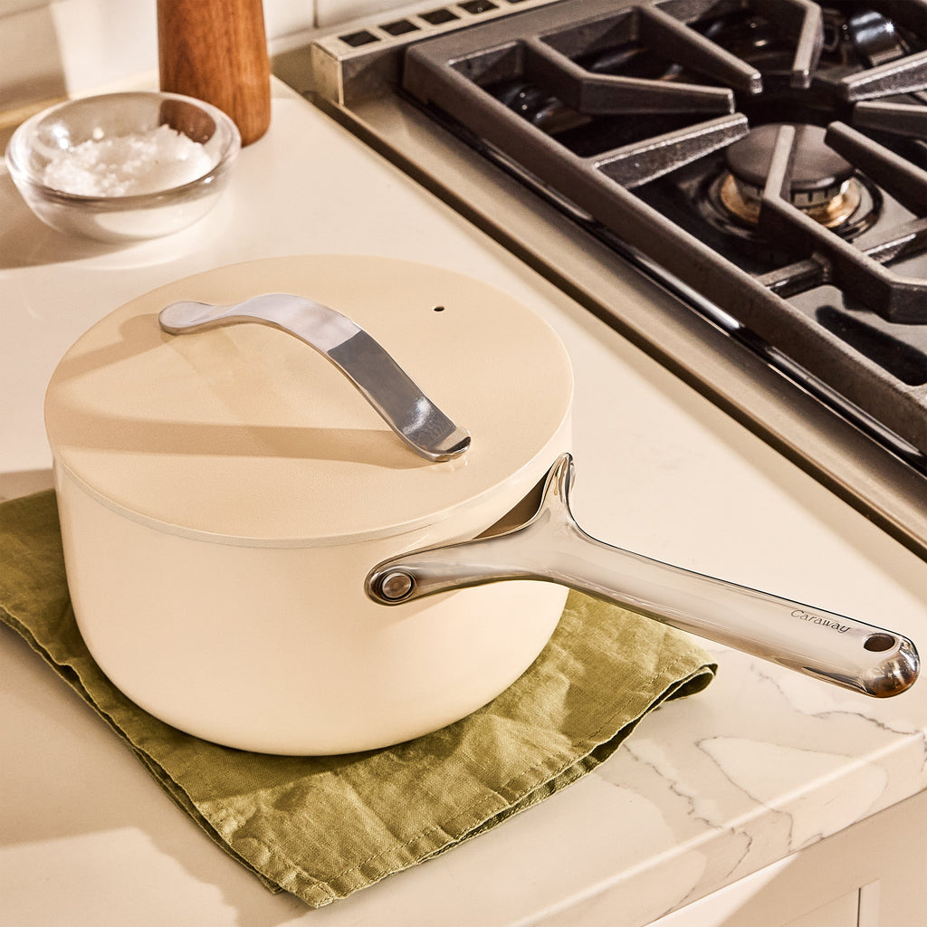 Routine Ready Ceramic Sauce Pan, 3 qt for daily home and personal routines with cookware food storage and kitchen tools