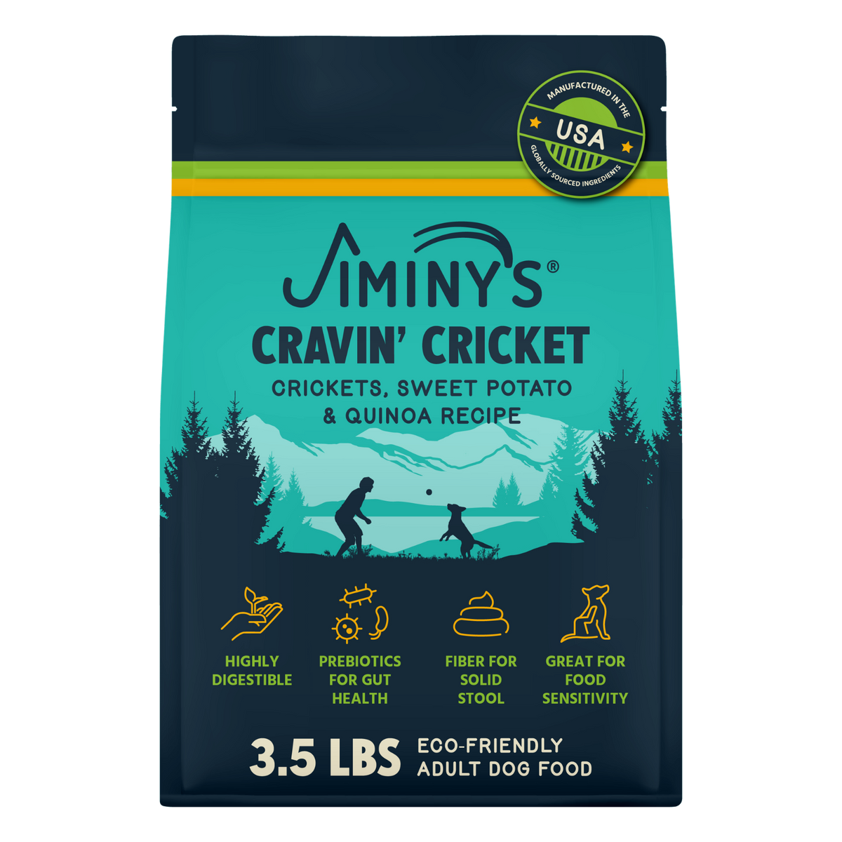 Jiminy's Cravin' Cricket Dry Dog Food, Sensitive Stomach, Improved Gut Health