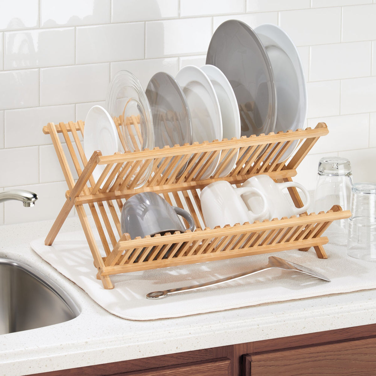 Daily Care Bamboo Folding Collapsible Dish Drying Rack for daily home and personal routines with general everyday essentials