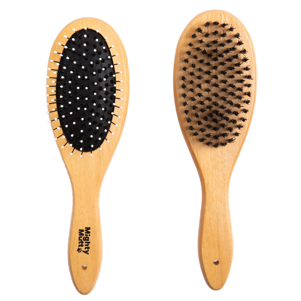 Practical Living Bamboo Grooming Brush for Pets - Double Sided Combo Brush for daily home and personal routines with pet care treats and accessories