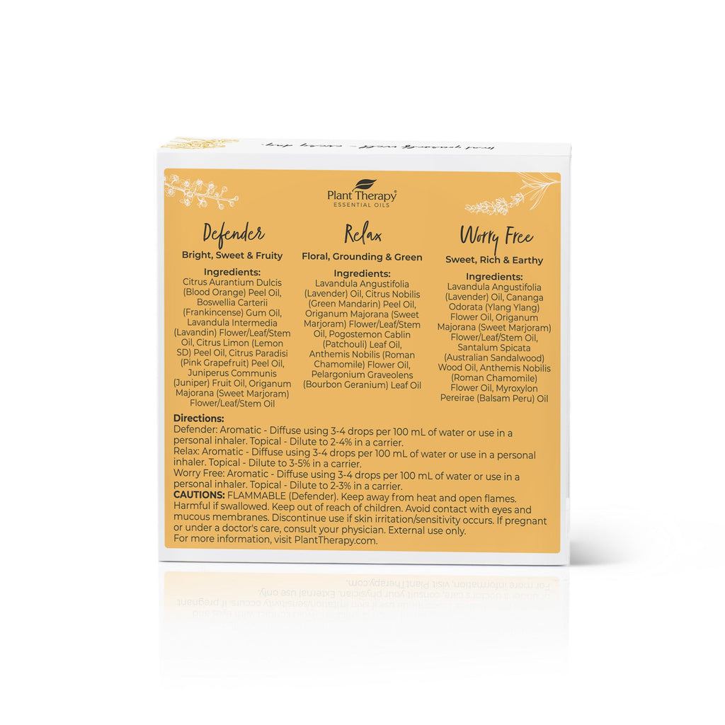 Daily Care Everyday Well Pure Essential Oil Blend Trio for daily home and personal routines with pantry foods and beverages