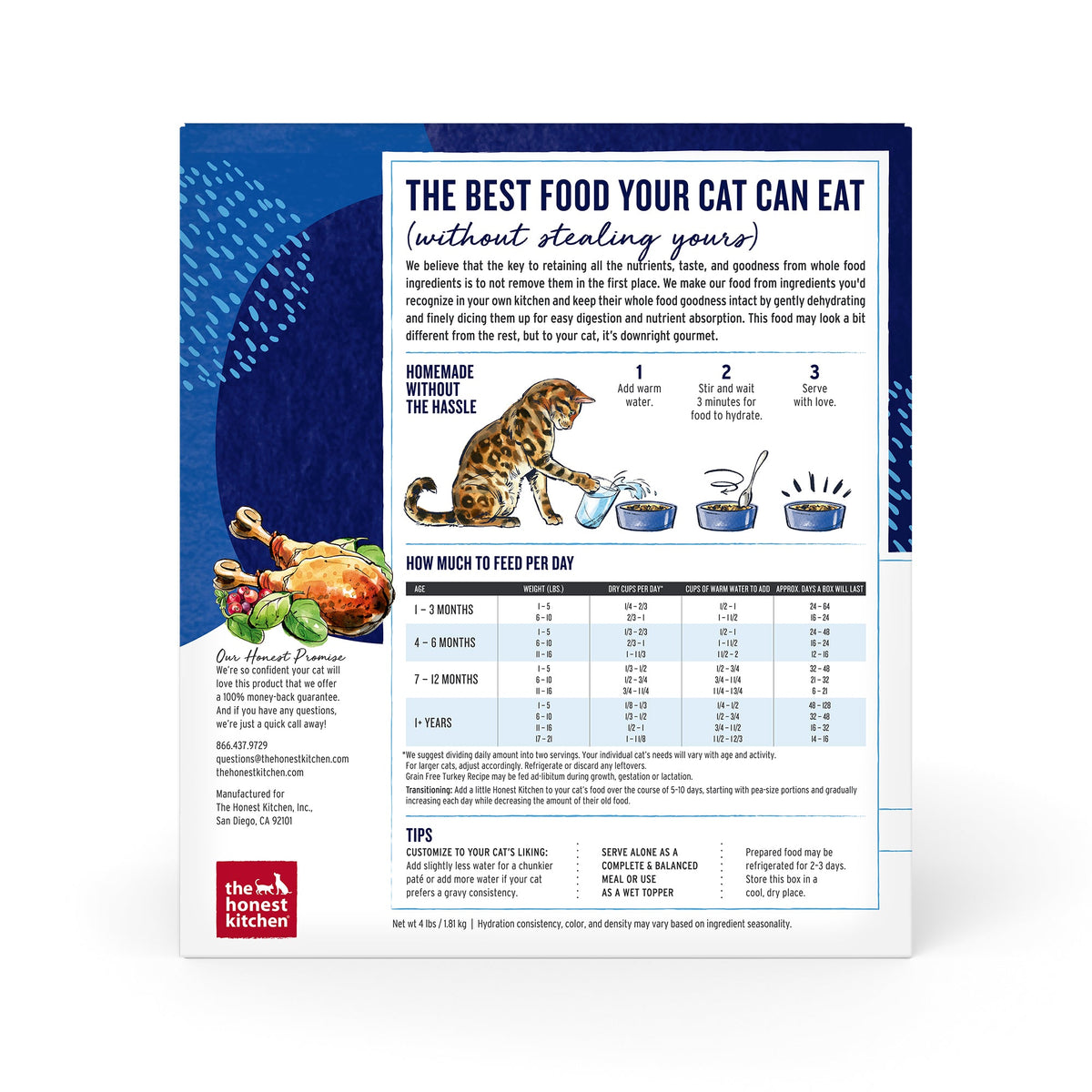 Everyday Home Human-Grade, Grain included Turkey Dehydrated Wet Cat Food, 4 lbs box -makes 16 lbs of food for daily home and personal routines with pet care treats and accessories