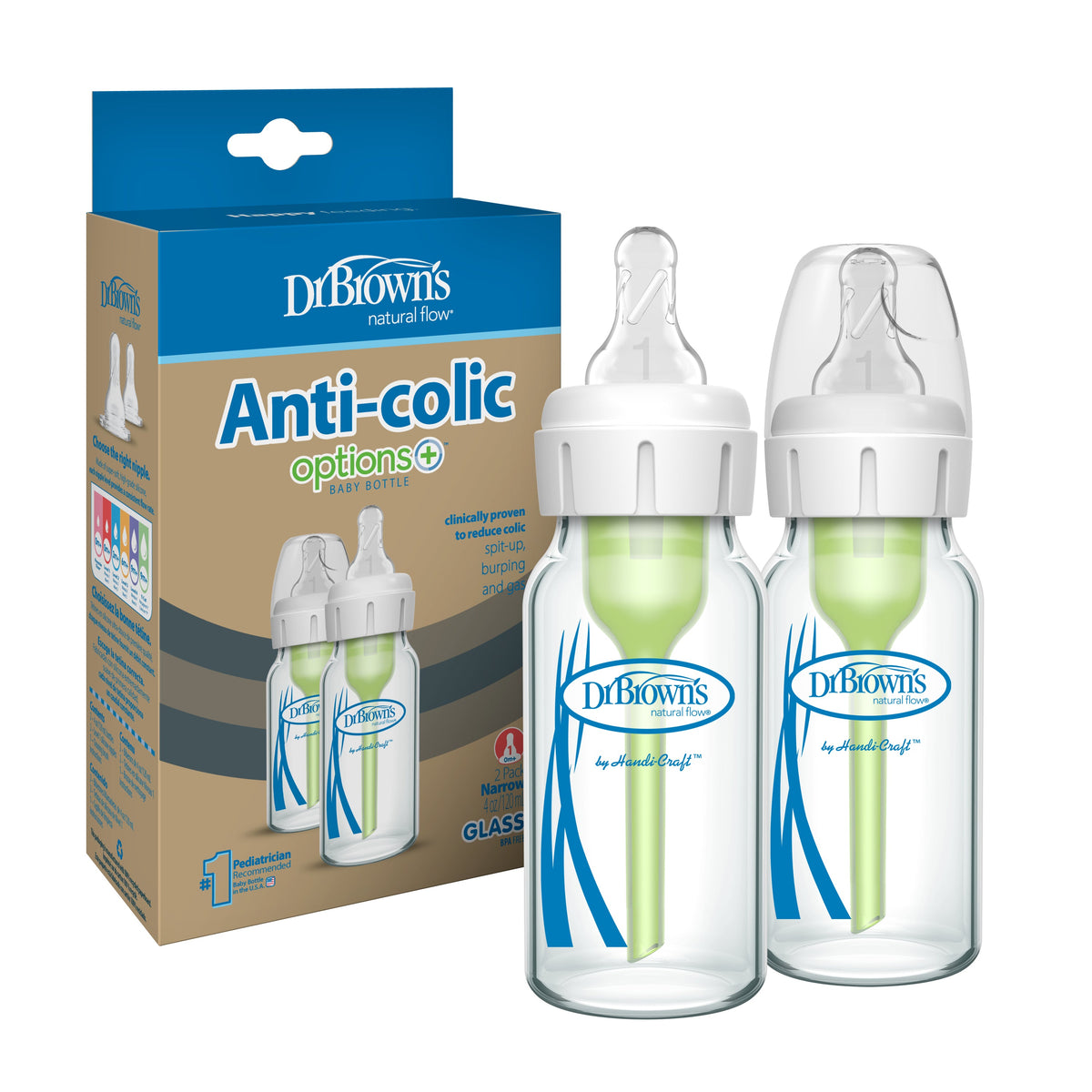 Home Essentials Glass Baby Bottle Natural Flow Anti-Colic Options+ with Level 1 Slow Flow Nipple for daily home and personal routines with baby care and kids products