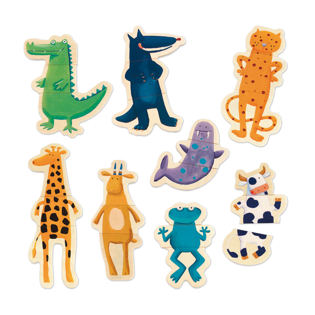 Everyday Home Crazy Animal Mix and Match Wooden Magnets made from FSC Certified Wood for daily home and personal routines with baby care and kids products