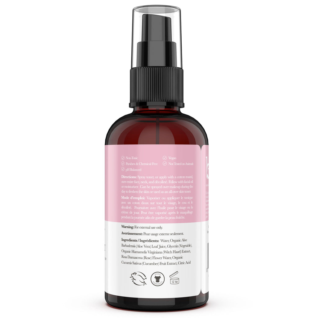 Daily Care Facial Toner with Witch Hazel and Rose Petal Water for daily home and personal routines with facial skin and sun care