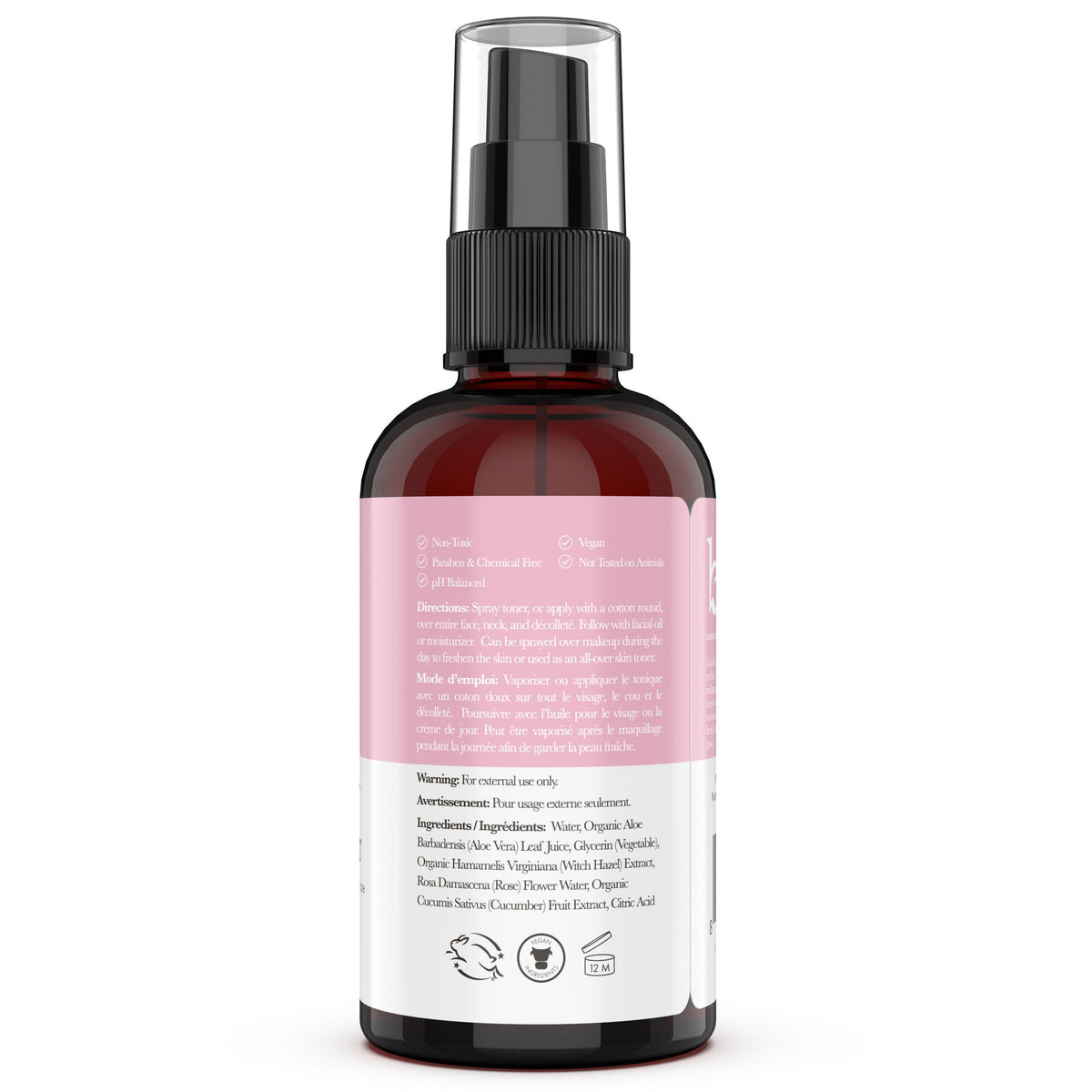 Daily Care Facial Toner with Witch Hazel and Rose Petal Water for daily home and personal routines with facial skin and sun care