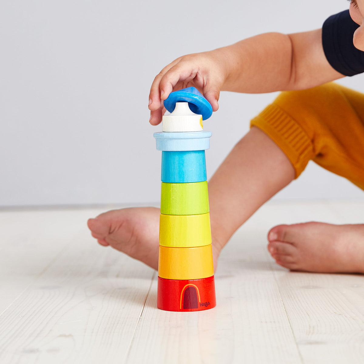 Everyday Home Lighthouse Wooden Rainbow Stacker made from sustainably sourced wood for daily home and personal routines with baby care and kids products